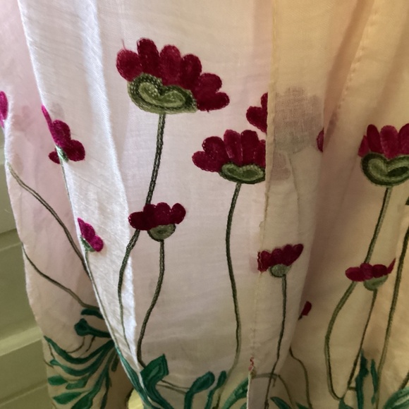 ELIZEBETH GILLETT colorful embroidered flower SHAWL - Picture 7 of 7